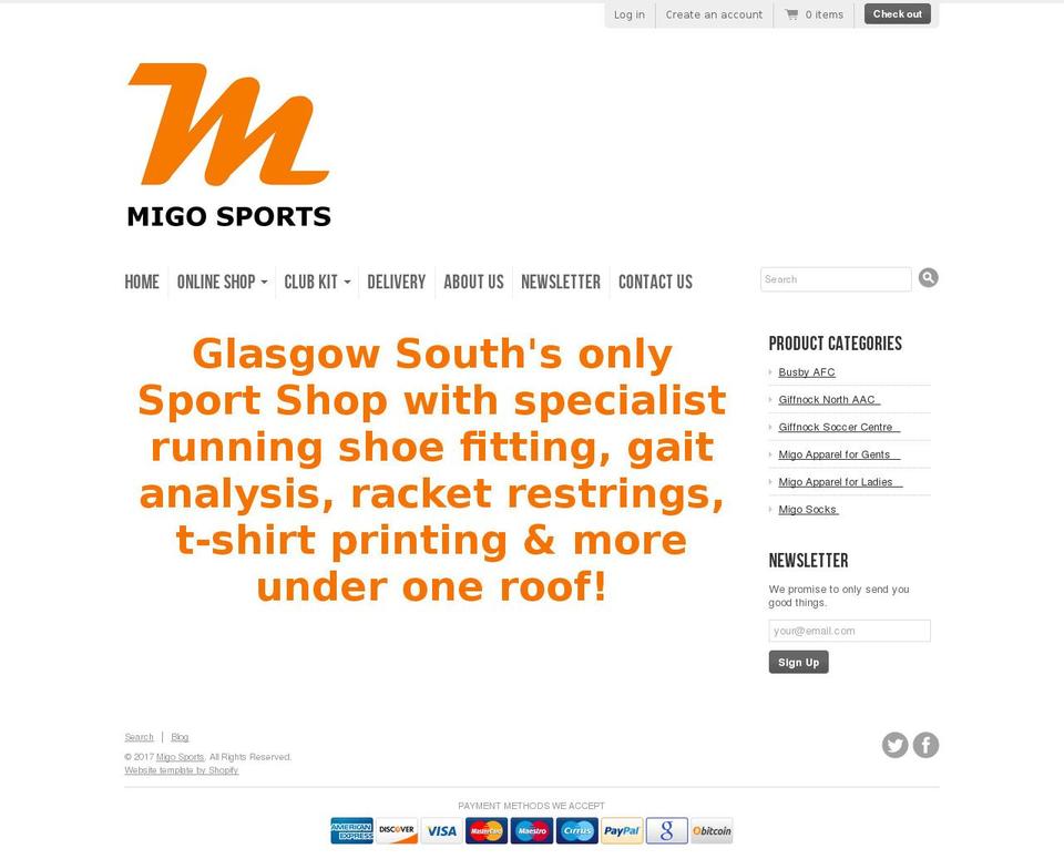 migosports.co.uk shopify website screenshot