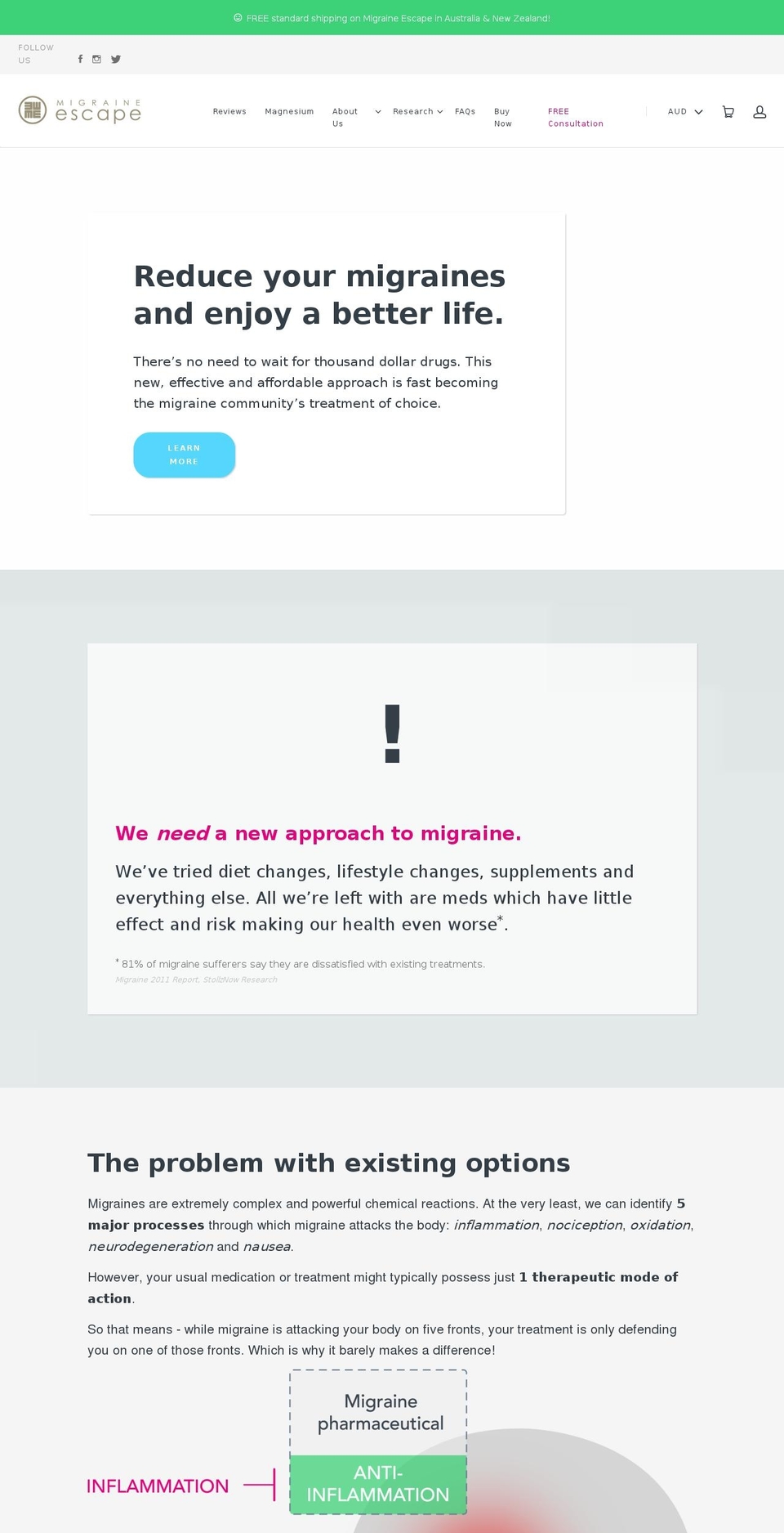 migraine-escape.com — Shopify storefront screenshot