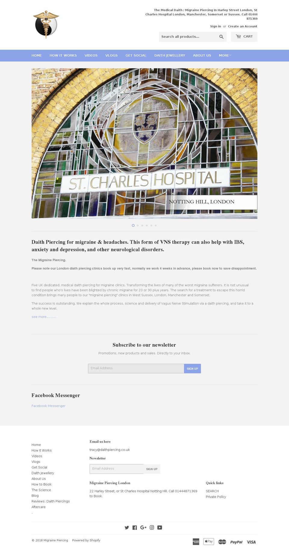 migraine-piercing.com — Shopify storefront screenshot