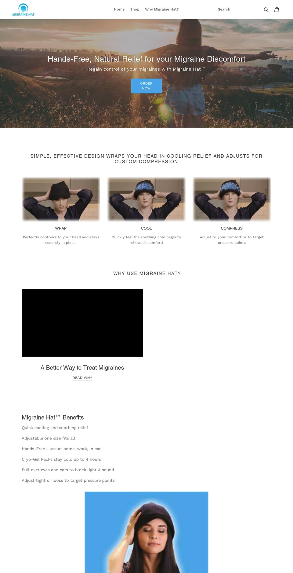 migrainehat.com — Shopify storefront screenshot