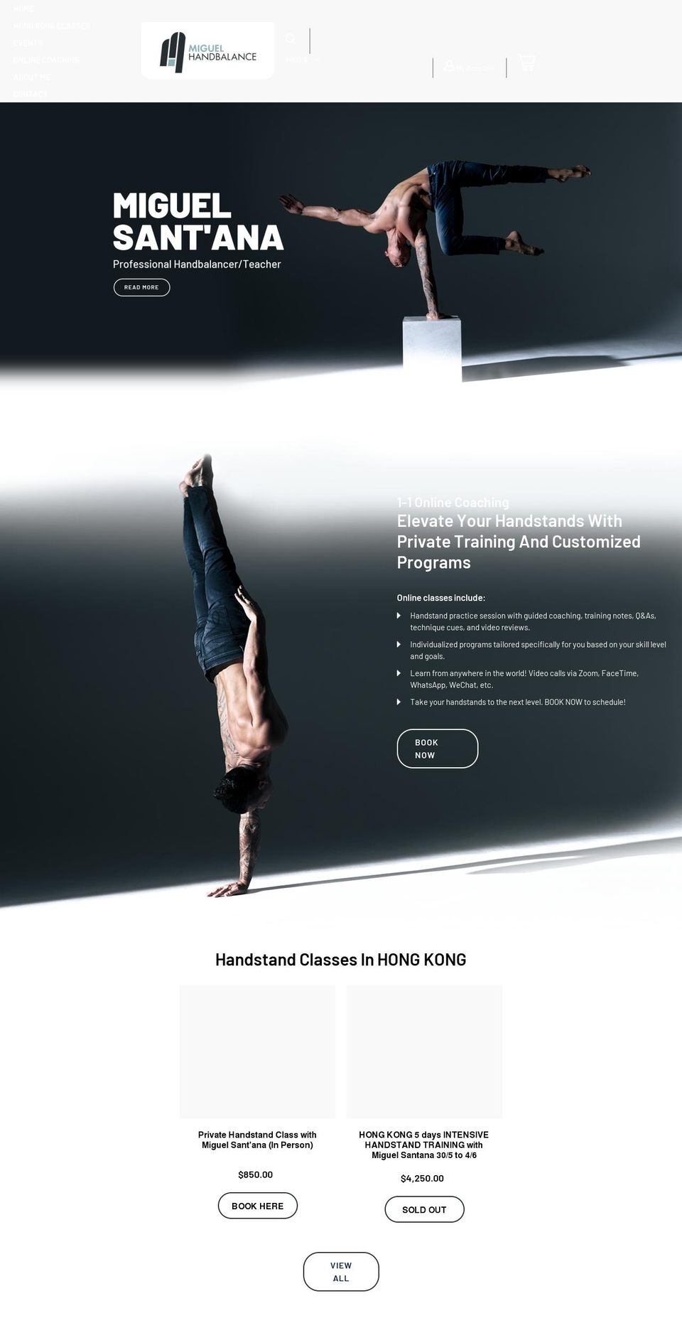 miguelhandbalance.com shopify website screenshot