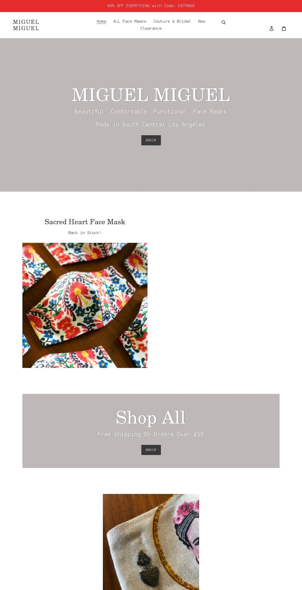 miguelmiguelshop.com shopify website screenshot