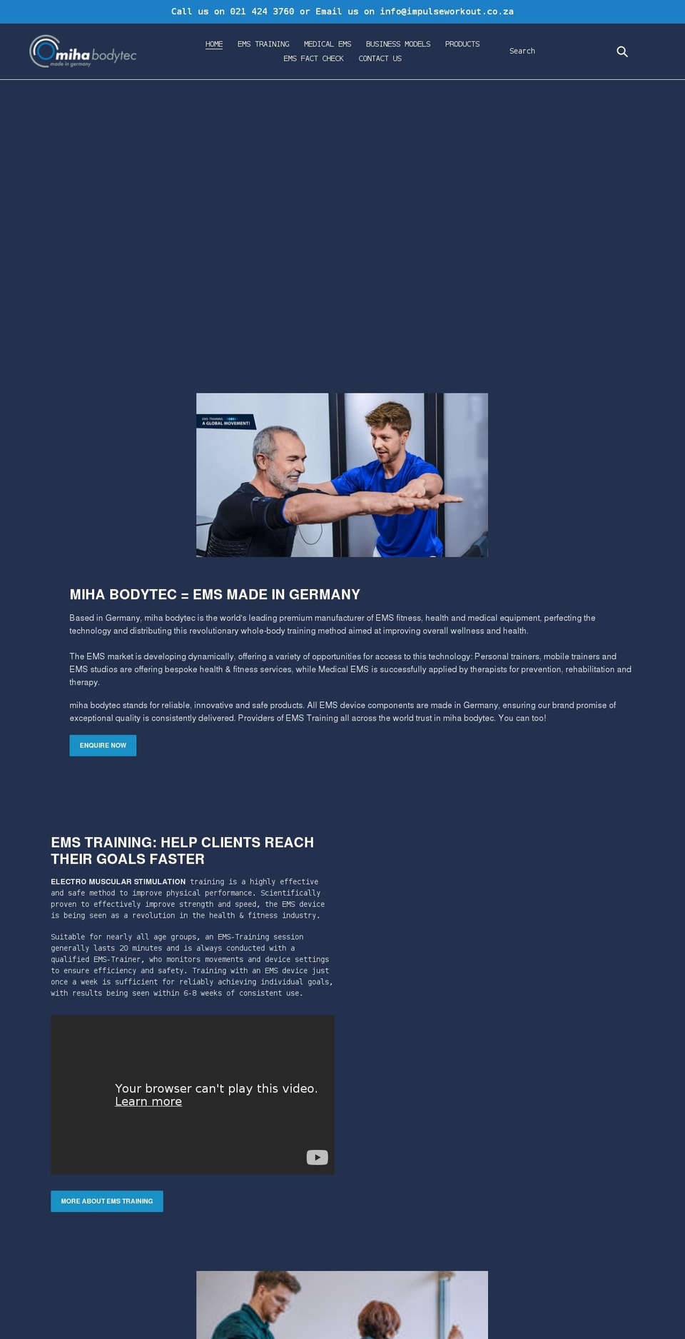 miha-bodytec.co.za shopify website screenshot