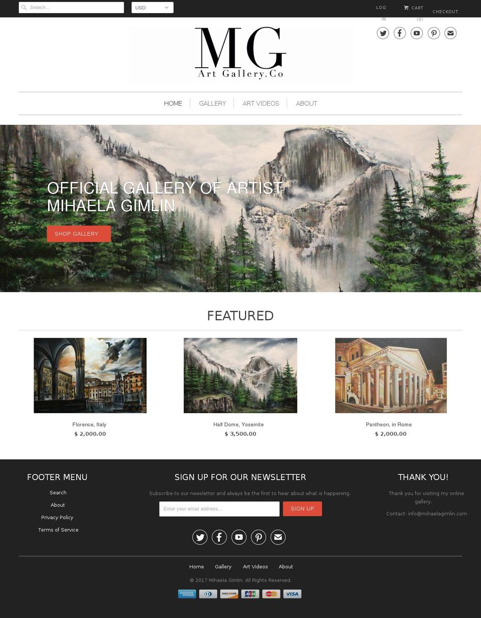 mihaelagimlin.com shopify website screenshot