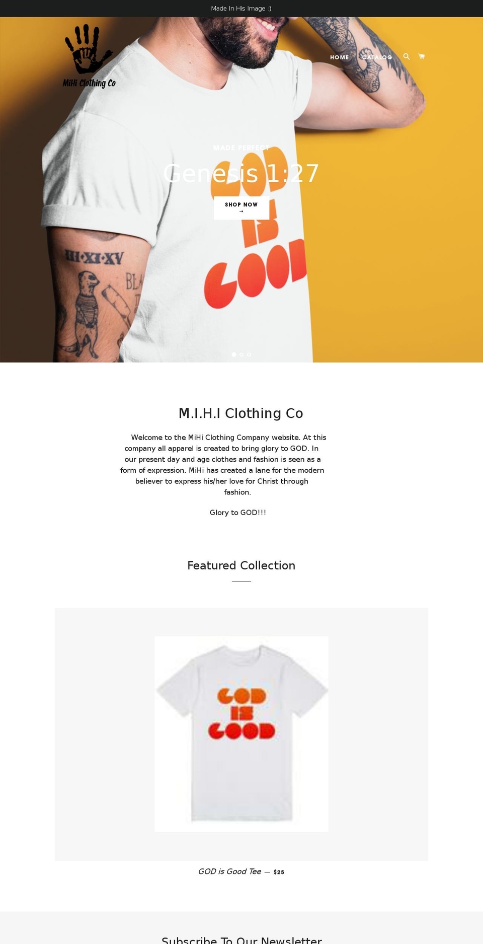 mihiapparel.com — Shopify storefront screenshot