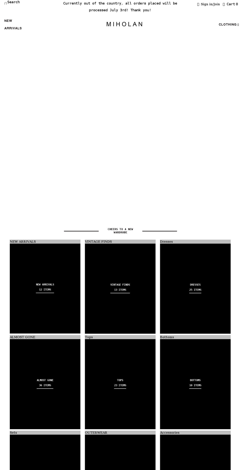 miholany.com shopify website screenshot