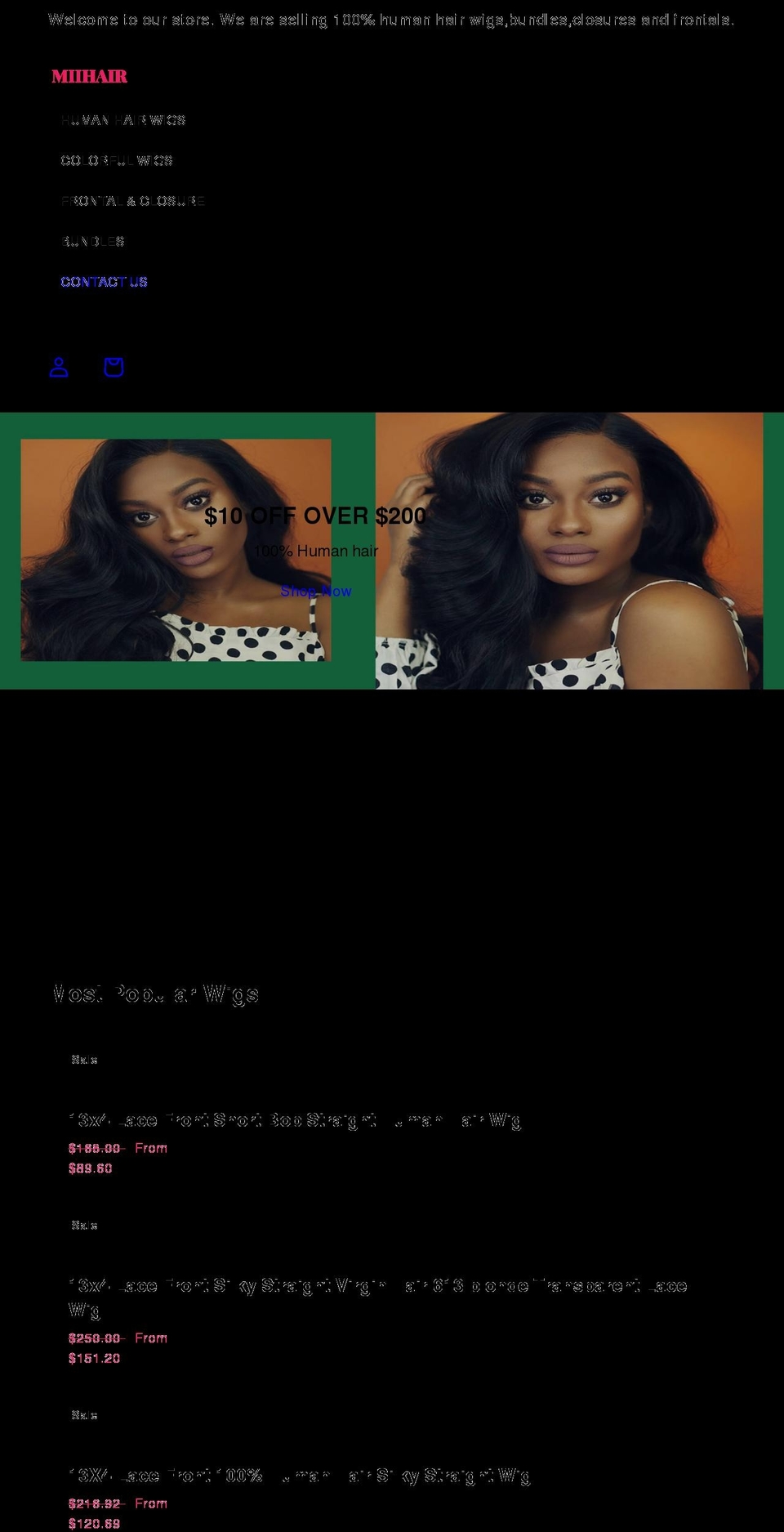 miihair.com shopify website screenshot