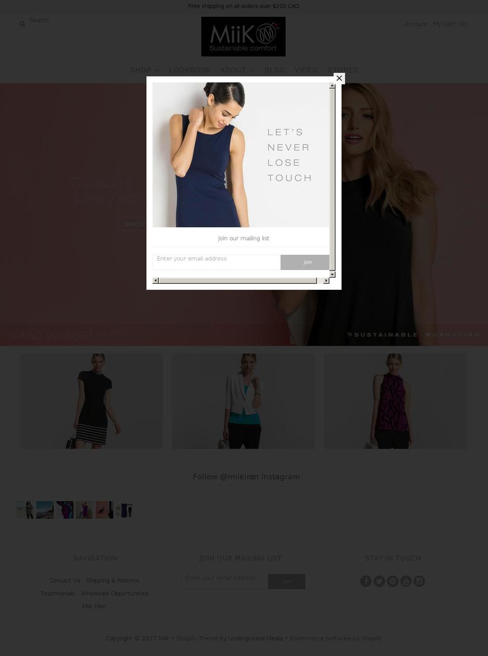 miik.ca shopify website screenshot