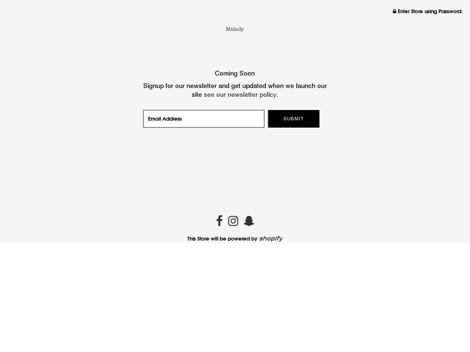 miilady.co.uk shopify website screenshot