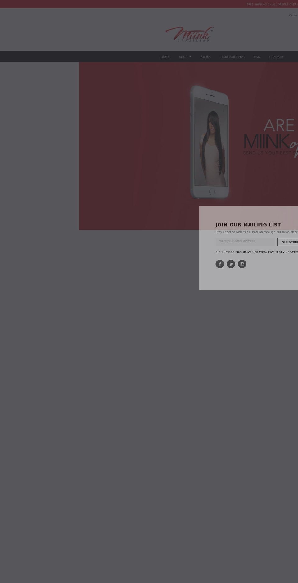 miinkbrazilian.com shopify website screenshot