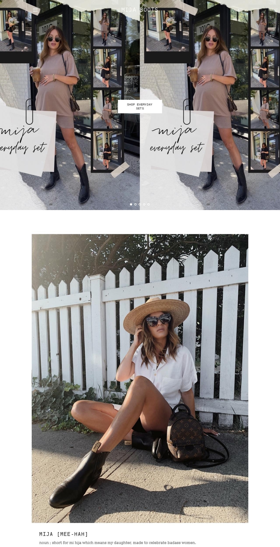 mijaboots.com shopify website screenshot