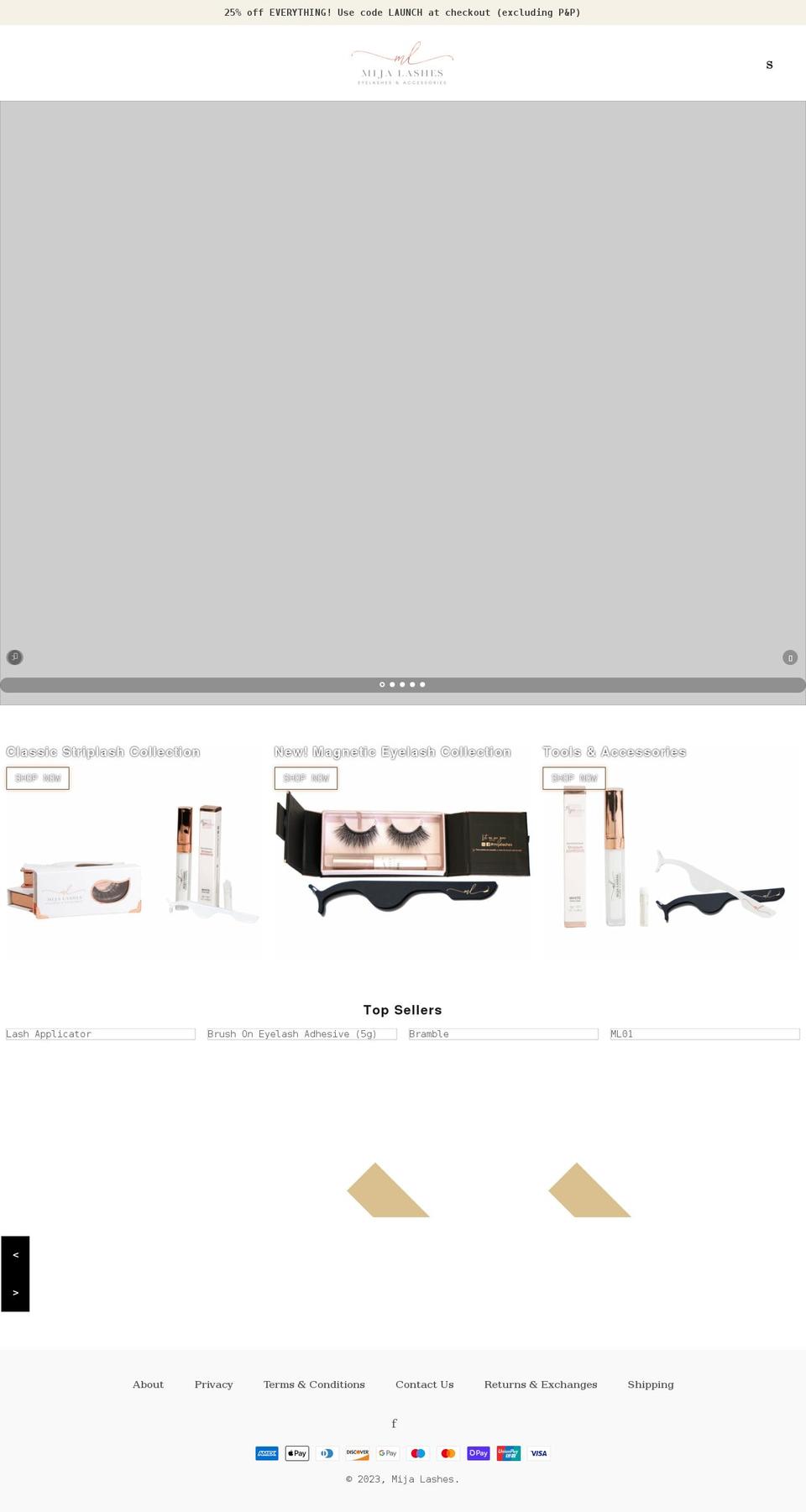 mijalashes.com shopify website screenshot