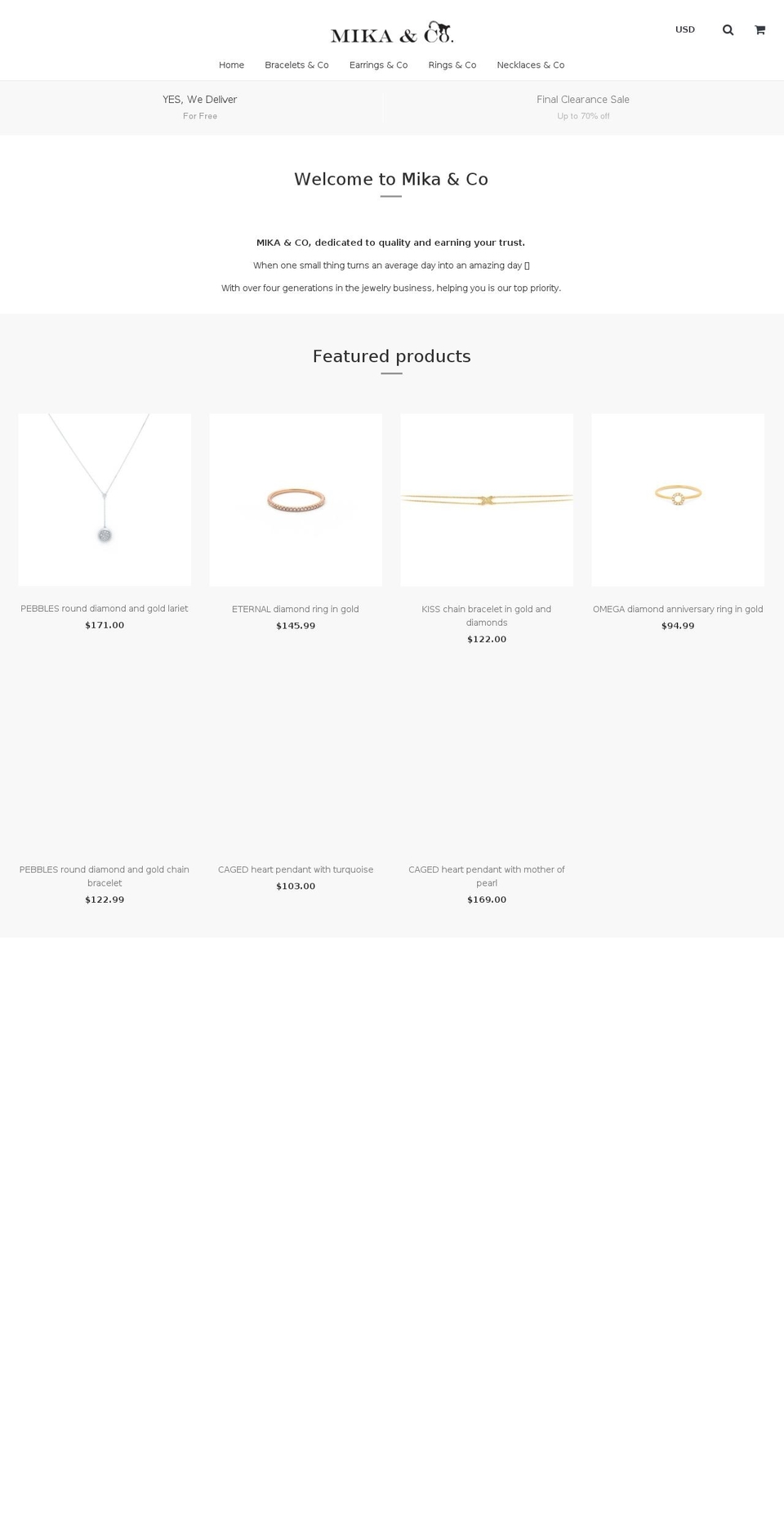 mikaandco.com — Shopify storefront screenshot
