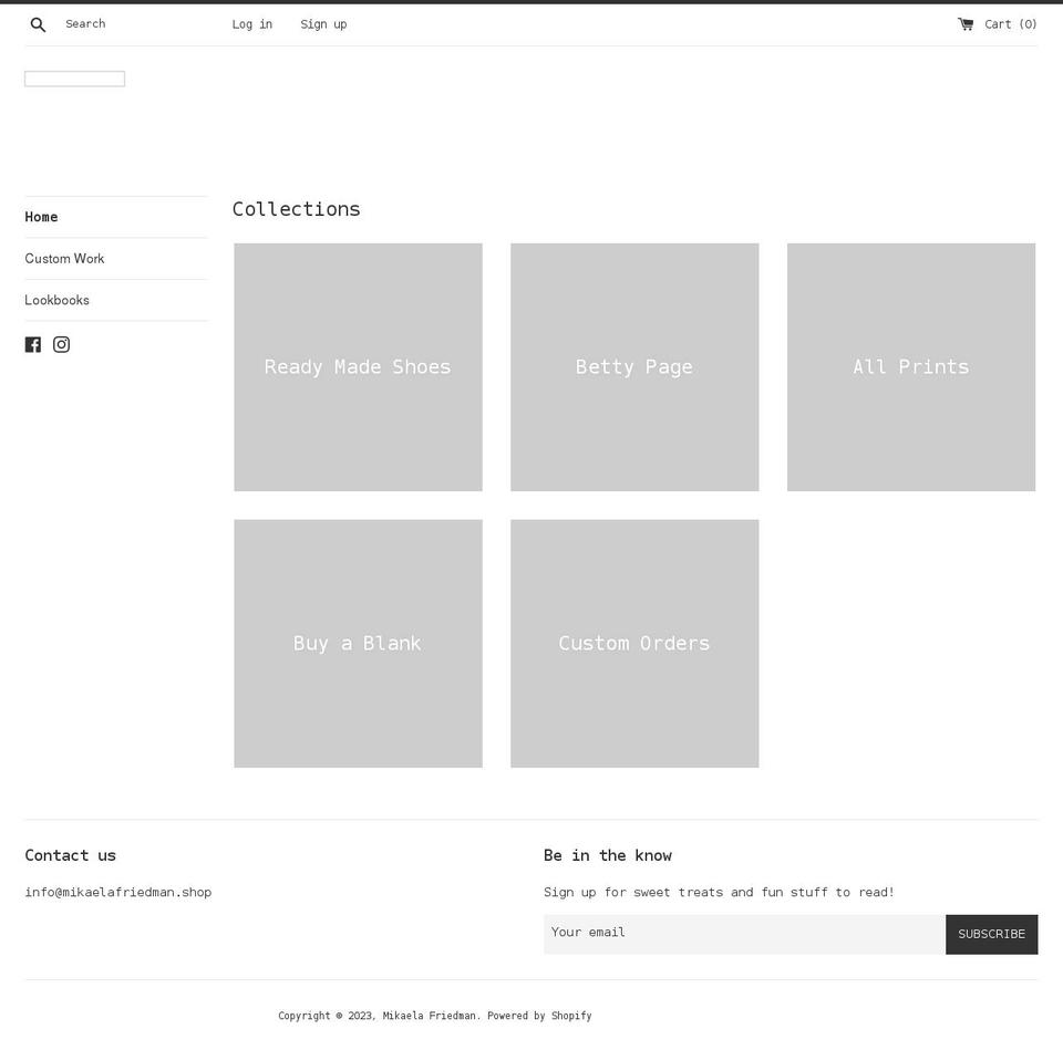mikaelafriedman.shop shopify website screenshot