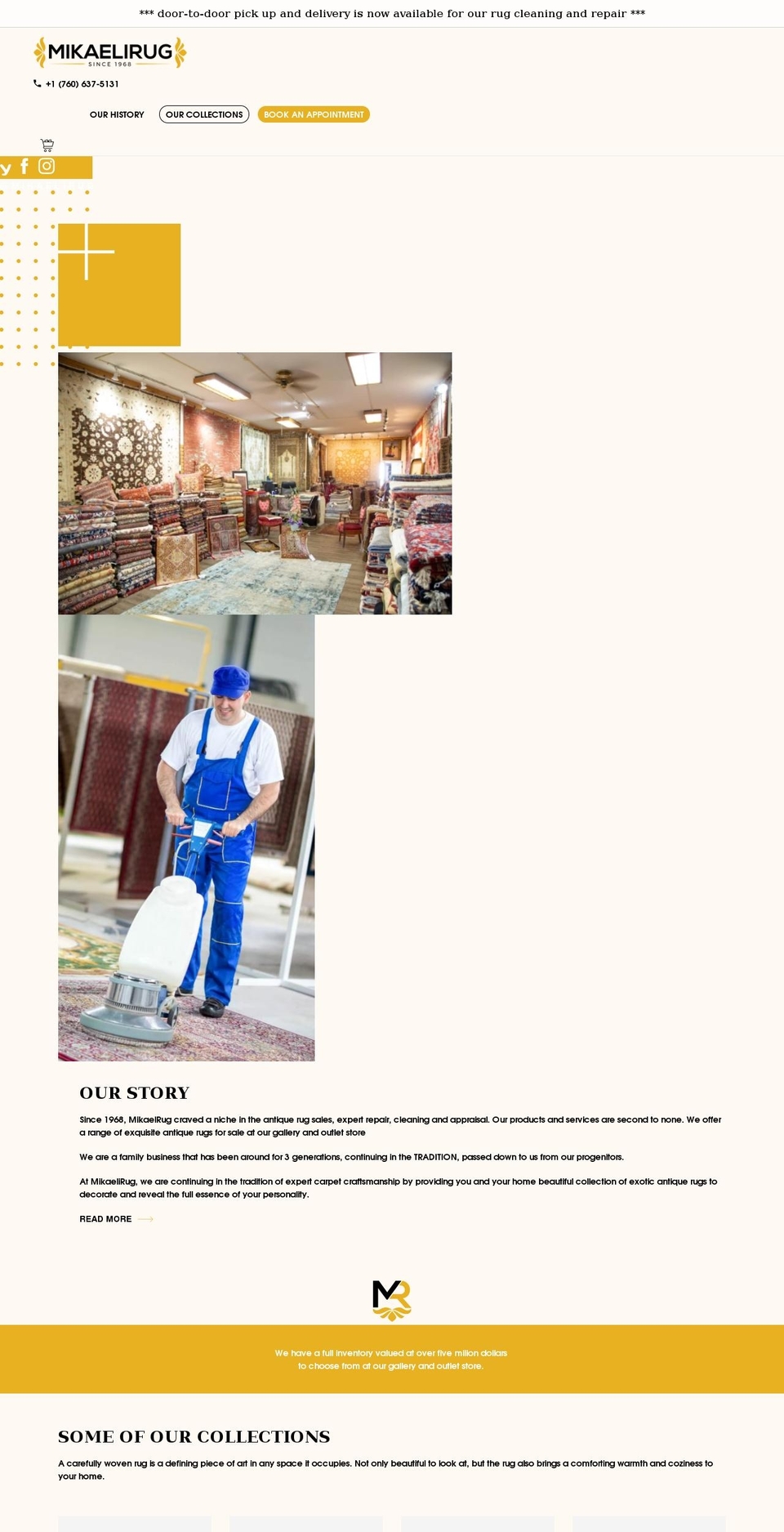 mikaelirug.com shopify website screenshot