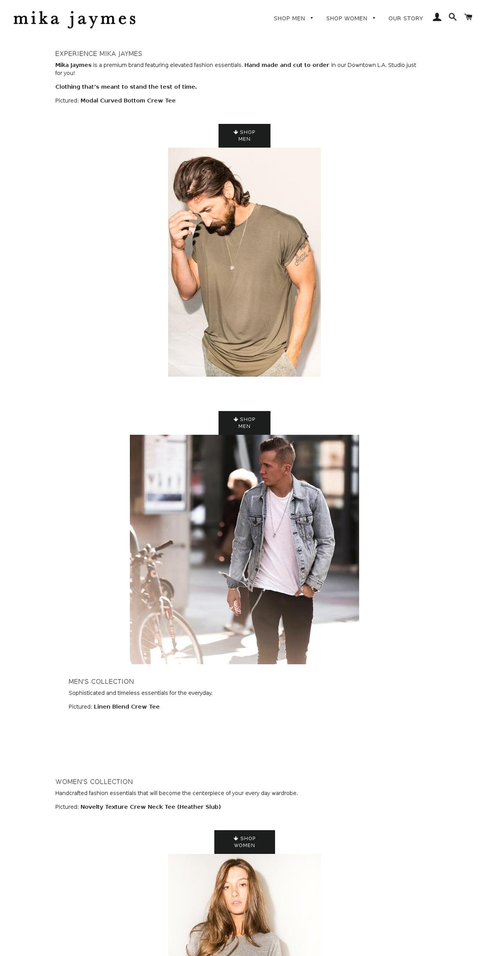 mikajaymes.com shopify website screenshot