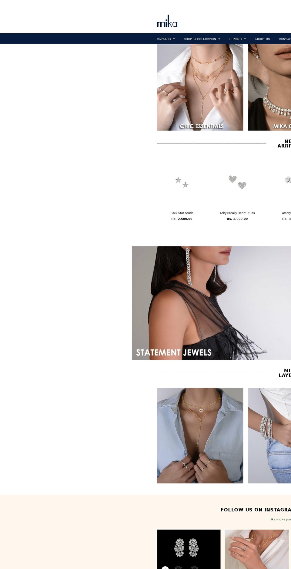 mikajewels.com shopify website screenshot