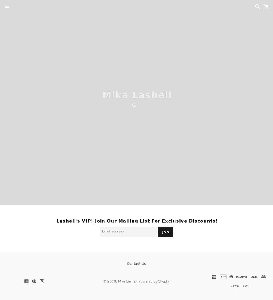 mikalashell.com shopify website screenshot