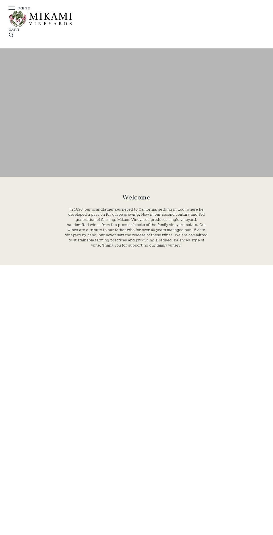 mikamivineyards.com shopify website screenshot