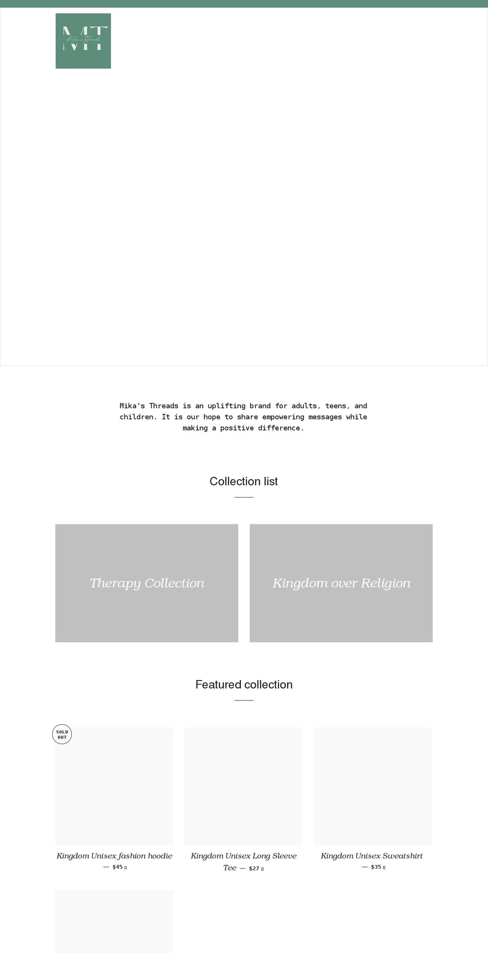 mikasthreads.com shopify website screenshot