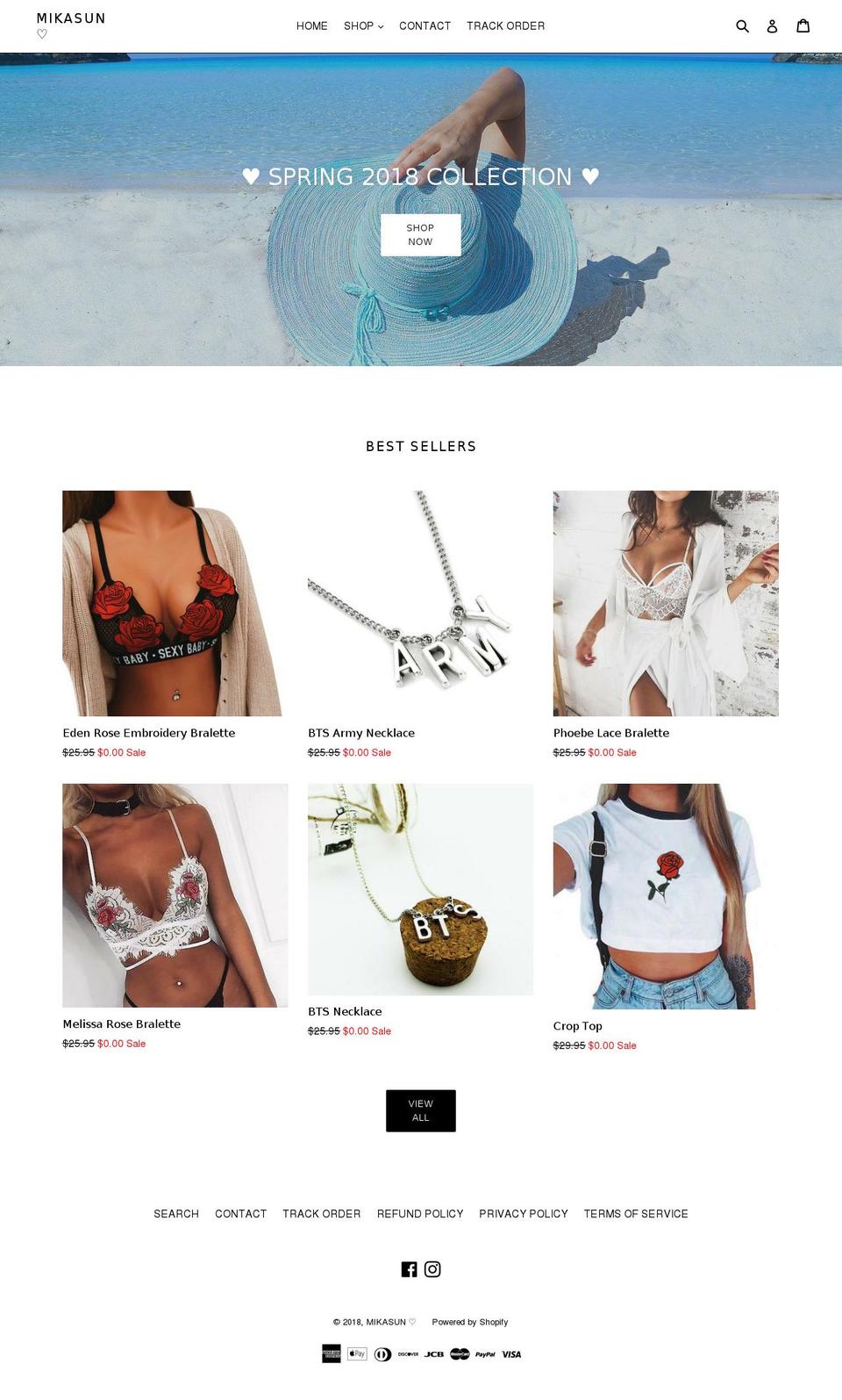 mikasun.com shopify website screenshot