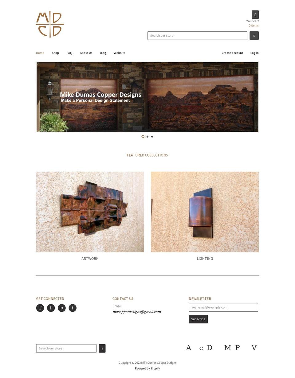 mike-dumas-copper-designs.myshopify.com shopify website screenshot