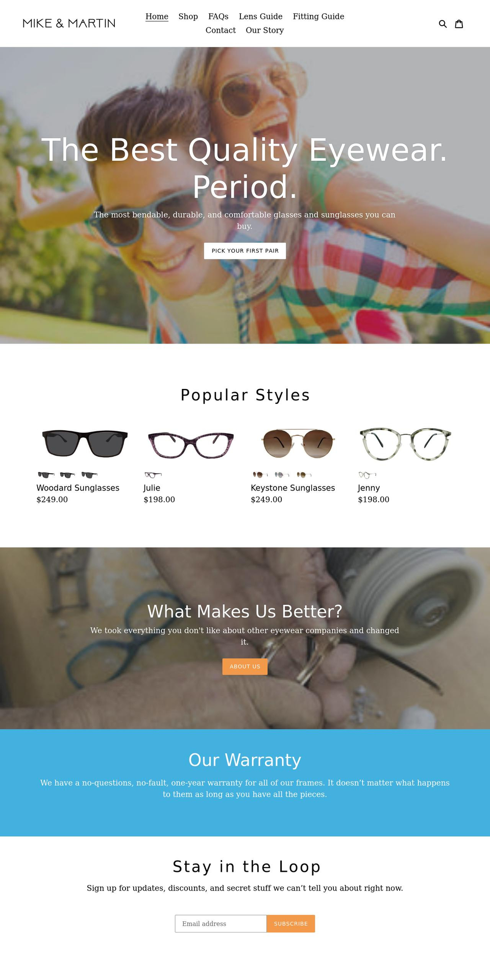 mikeandmartin.com shopify website screenshot