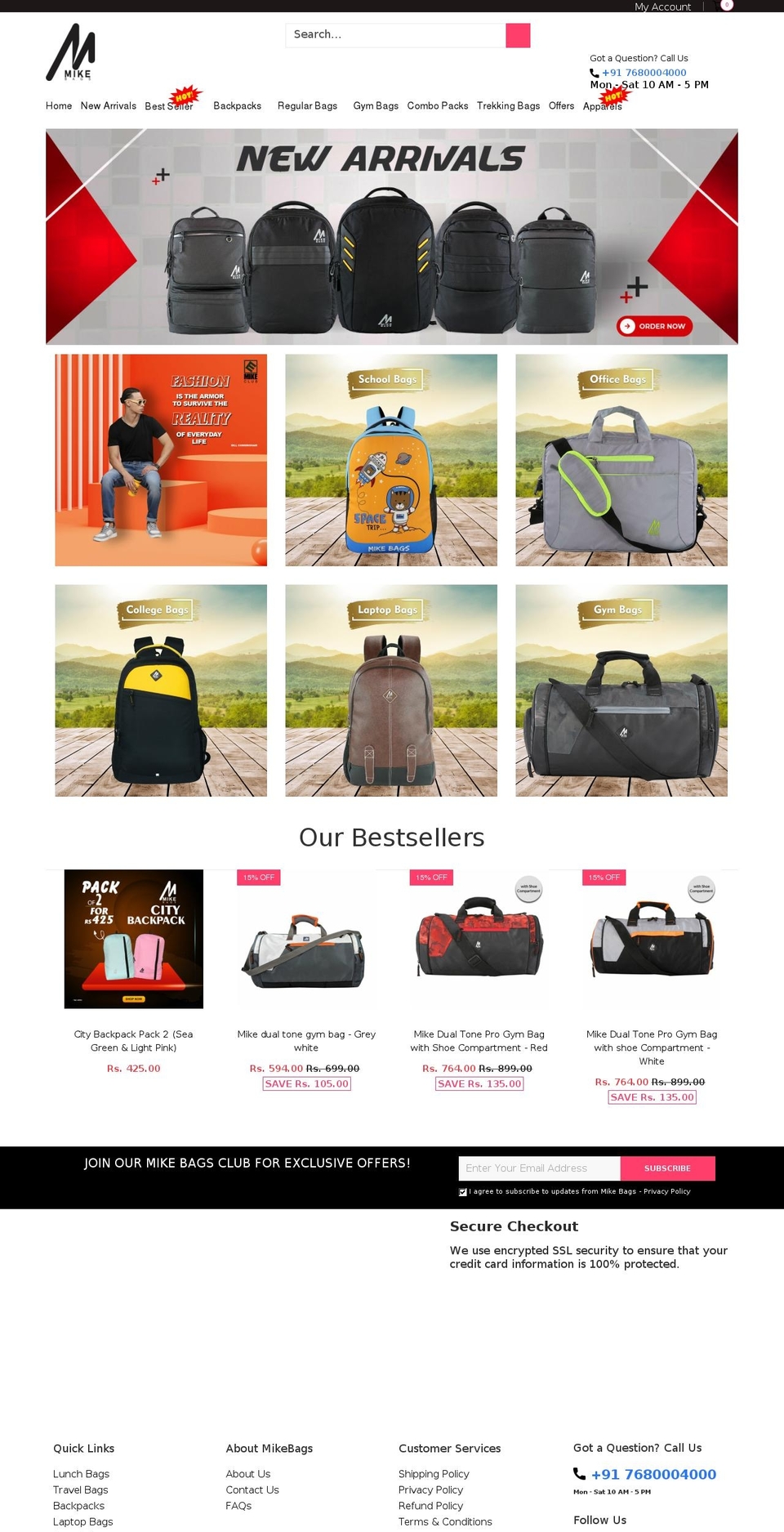 mikebags.com shopify website screenshot