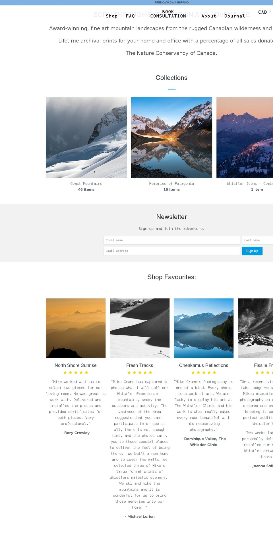 mikecranephotography.com shopify website screenshot