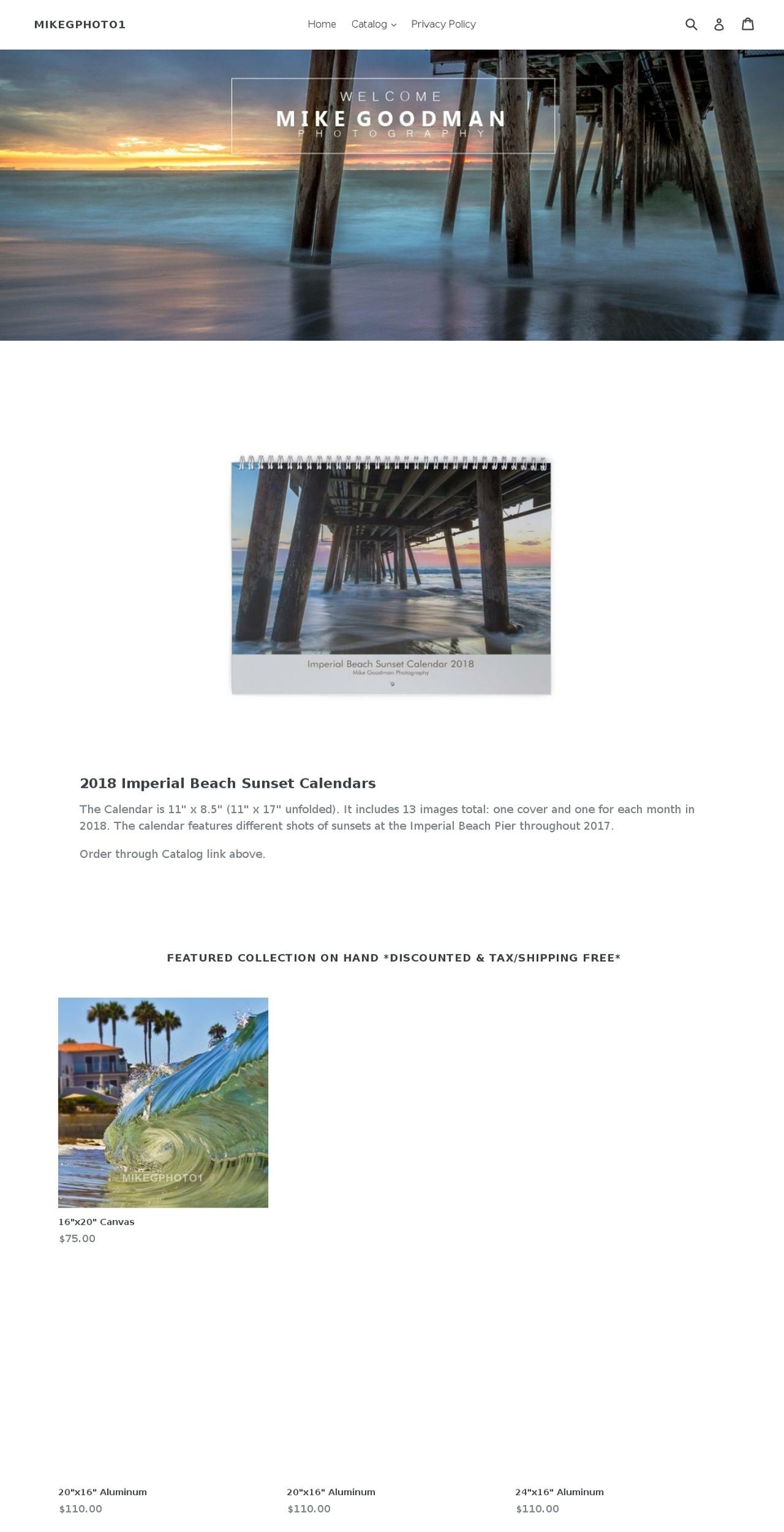 mikegphoto1.com — Shopify storefront screenshot