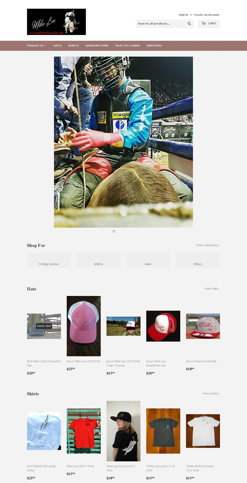 mikelee8seconds.com shopify website screenshot