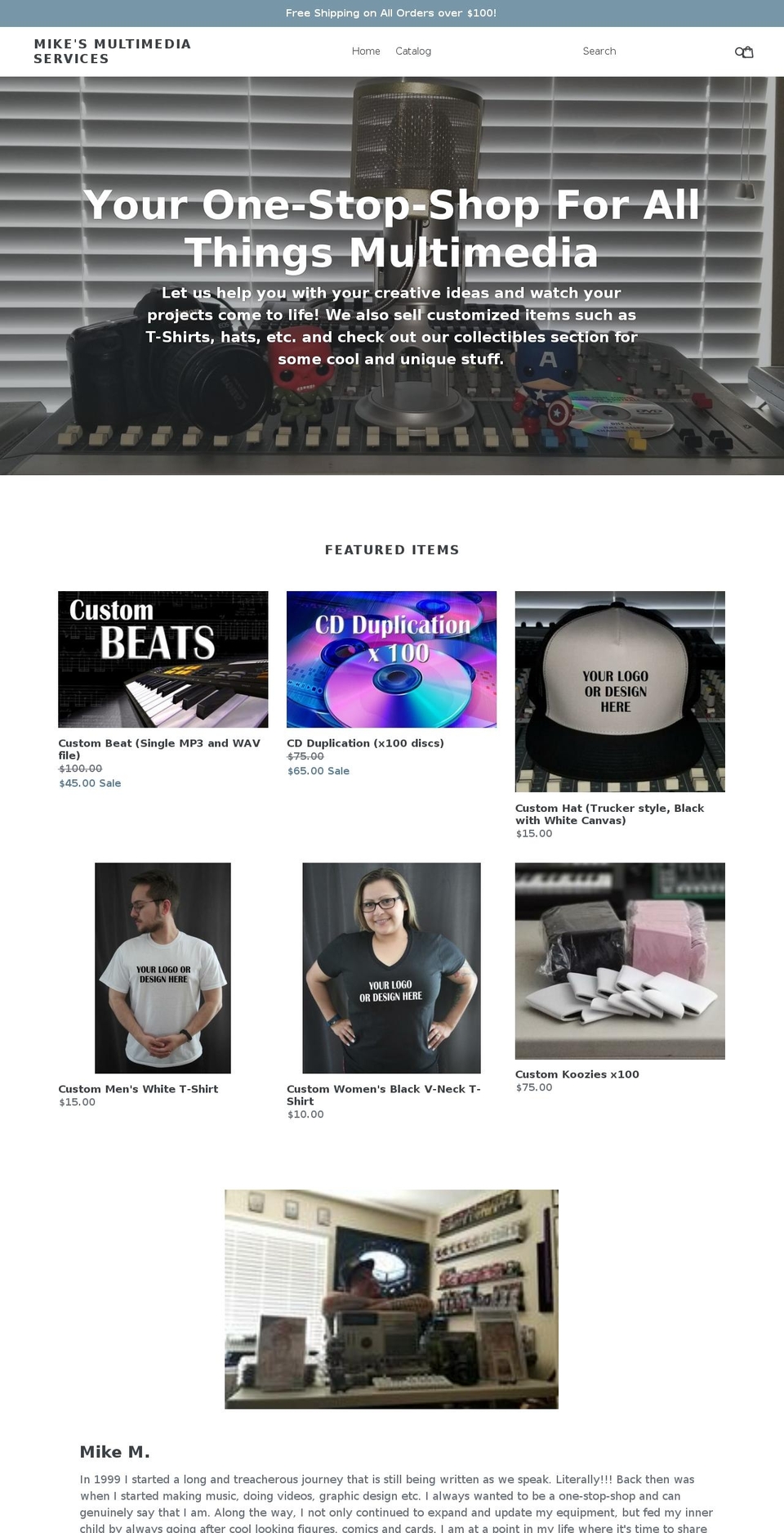 mikemproductions.com — Shopify storefront screenshot