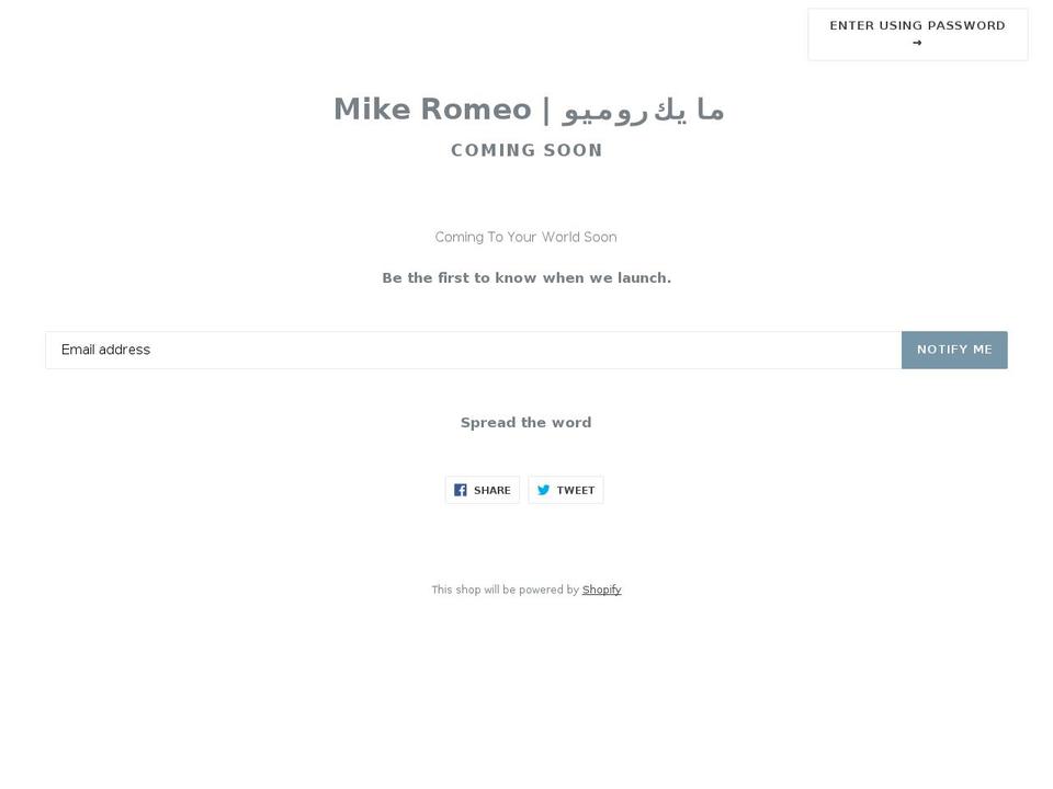 mikeromeo.com shopify website screenshot