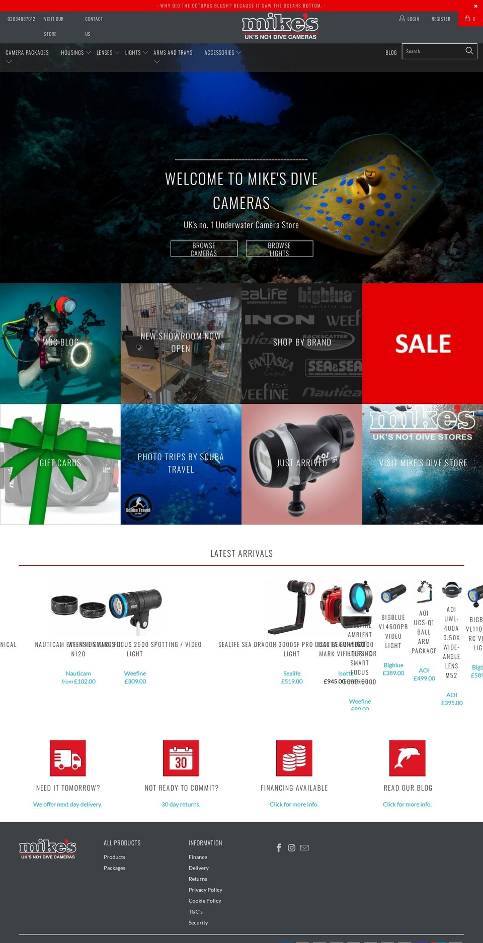 mikesdivecameras.com — Shopify storefront screenshot