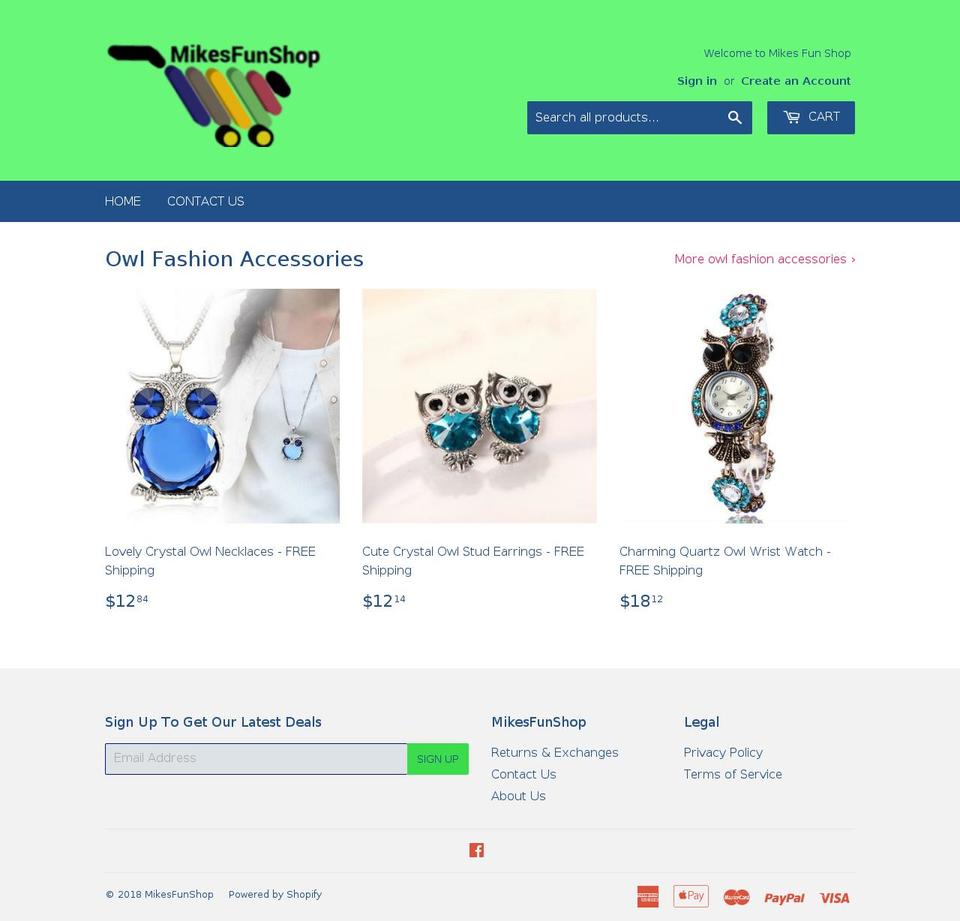 mikesfunshop.com — Shopify storefront screenshot