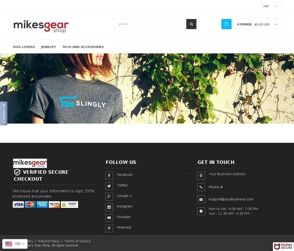 slingly-theme-2-1 Shopify theme site example mikesgearshop.com