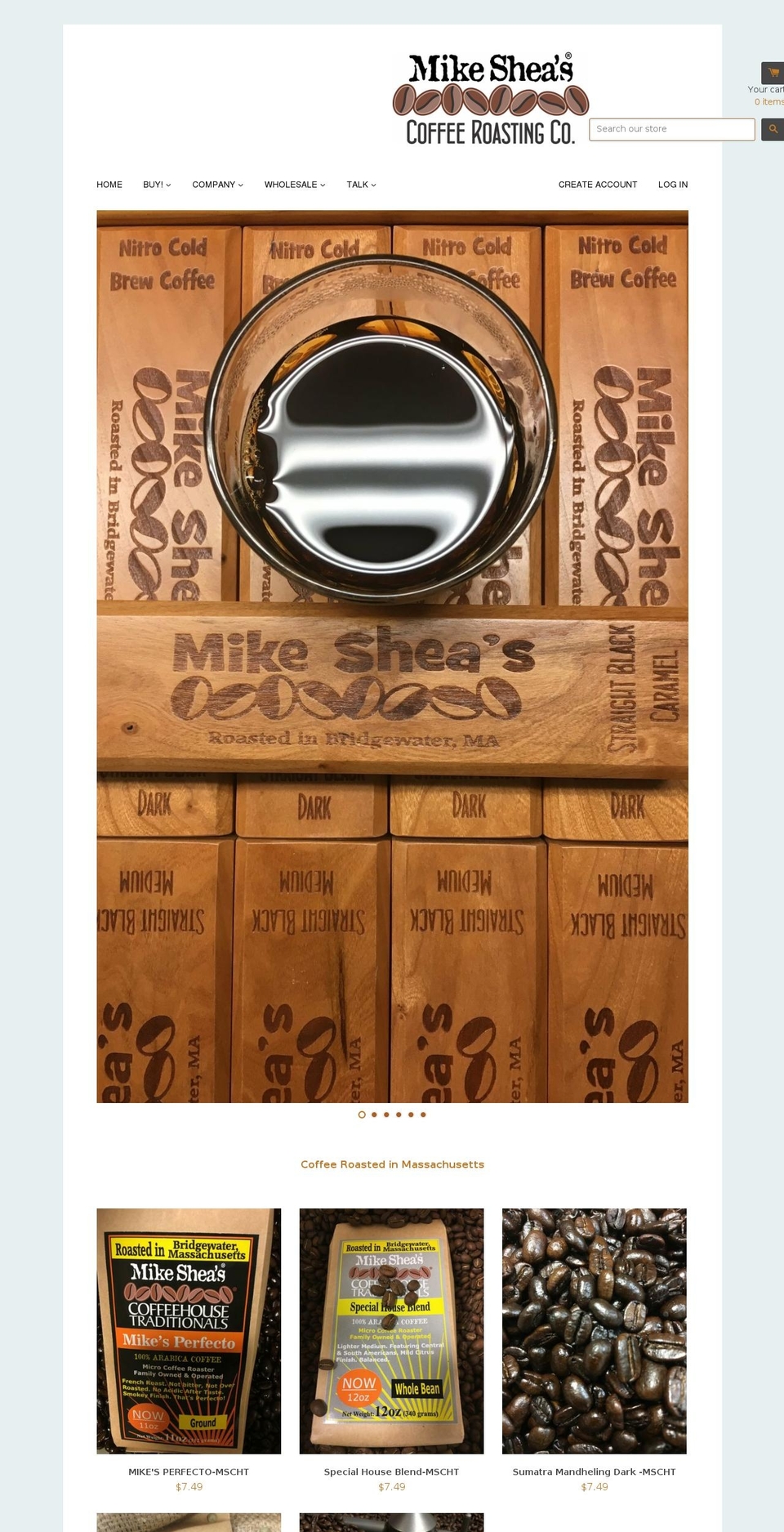 mikesheascoffee.com shopify website screenshot