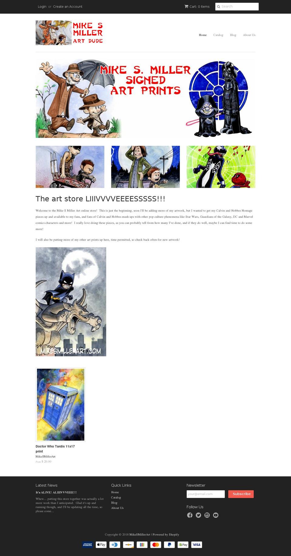 mikesmillerart.myshopify.com shopify website screenshot