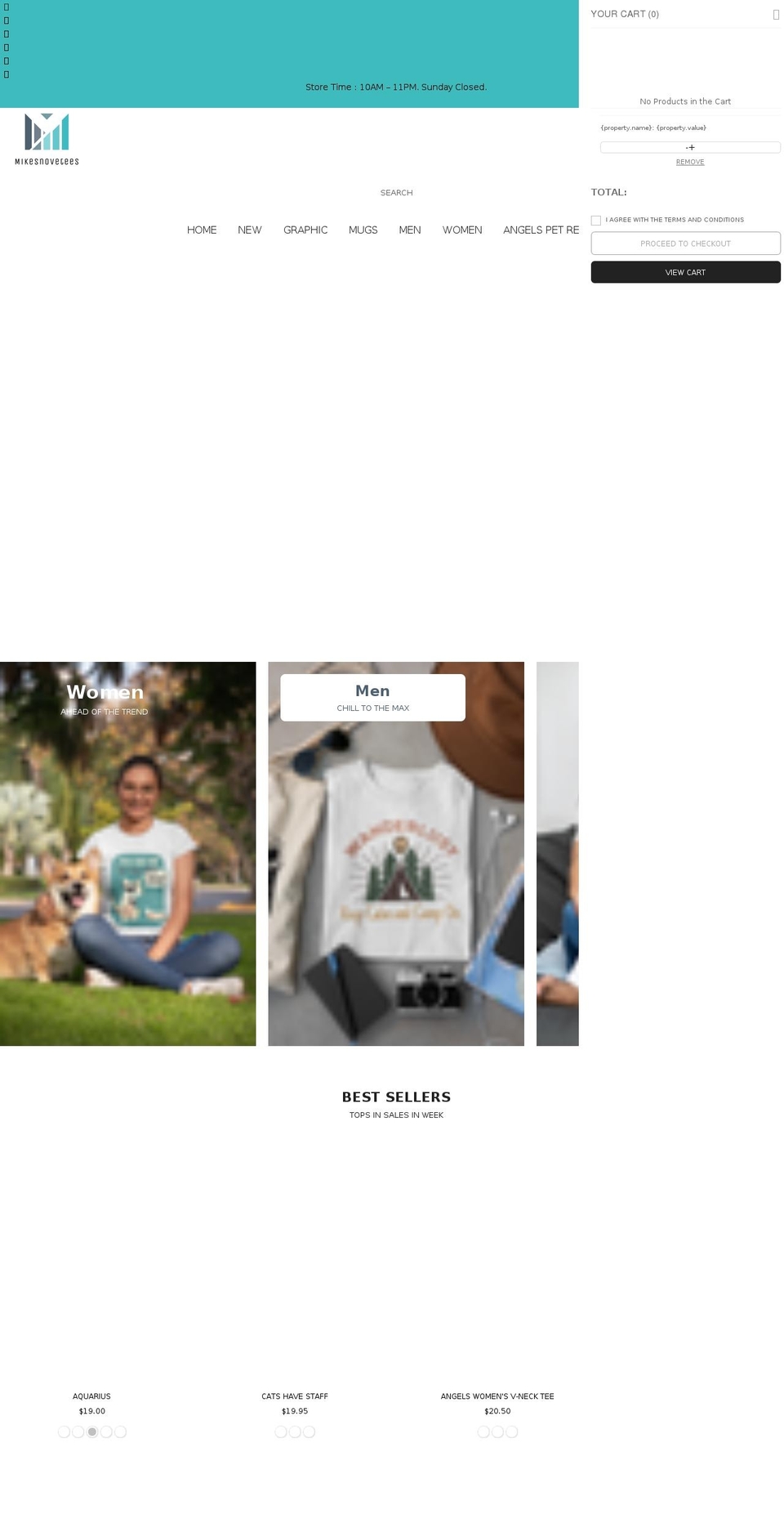mikesnoveltees.com — Shopify storefront screenshot