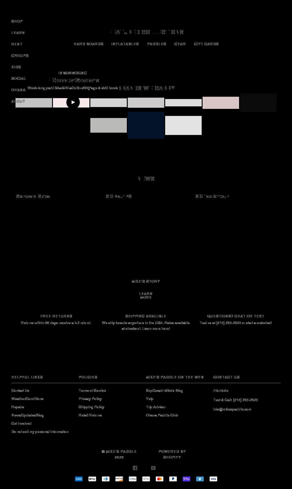 mikespaddle.com shopify website screenshot