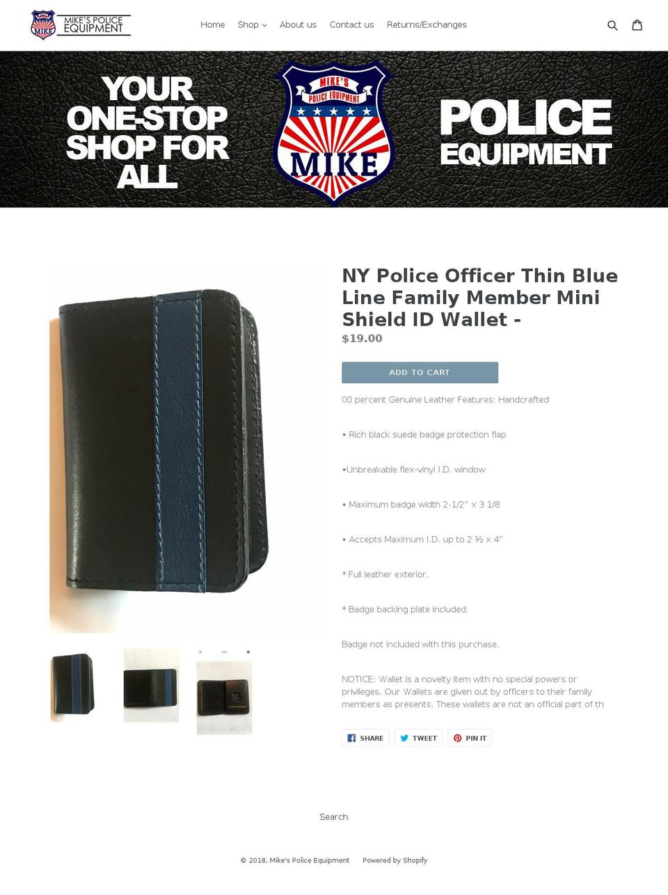 mikespoliceequipment.com — Shopify storefront screenshot