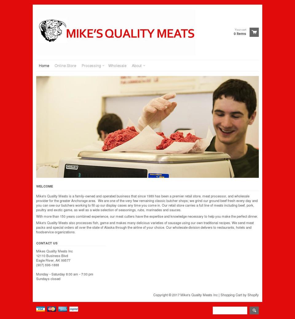 mikesqualitymeats.com shopify website screenshot
