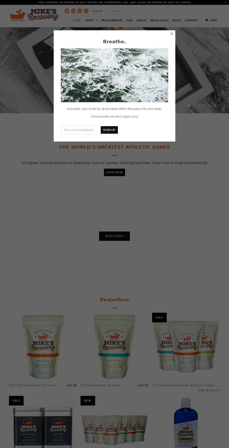 mikesrecovery.com — Shopify storefront screenshot