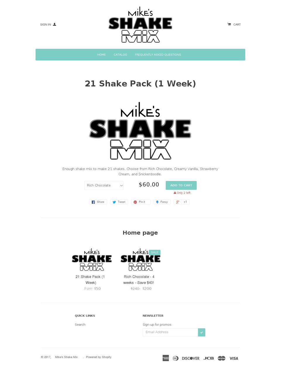 mikesshakemix.com shopify website screenshot