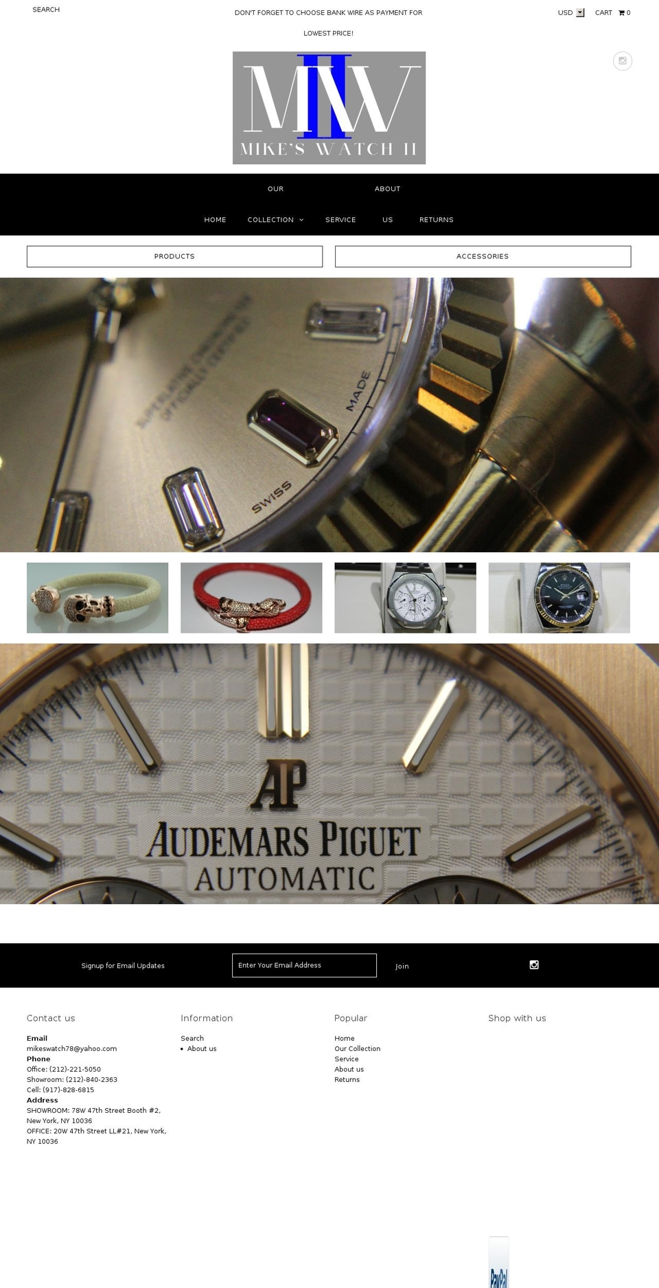 mikeswatch.com shopify website screenshot