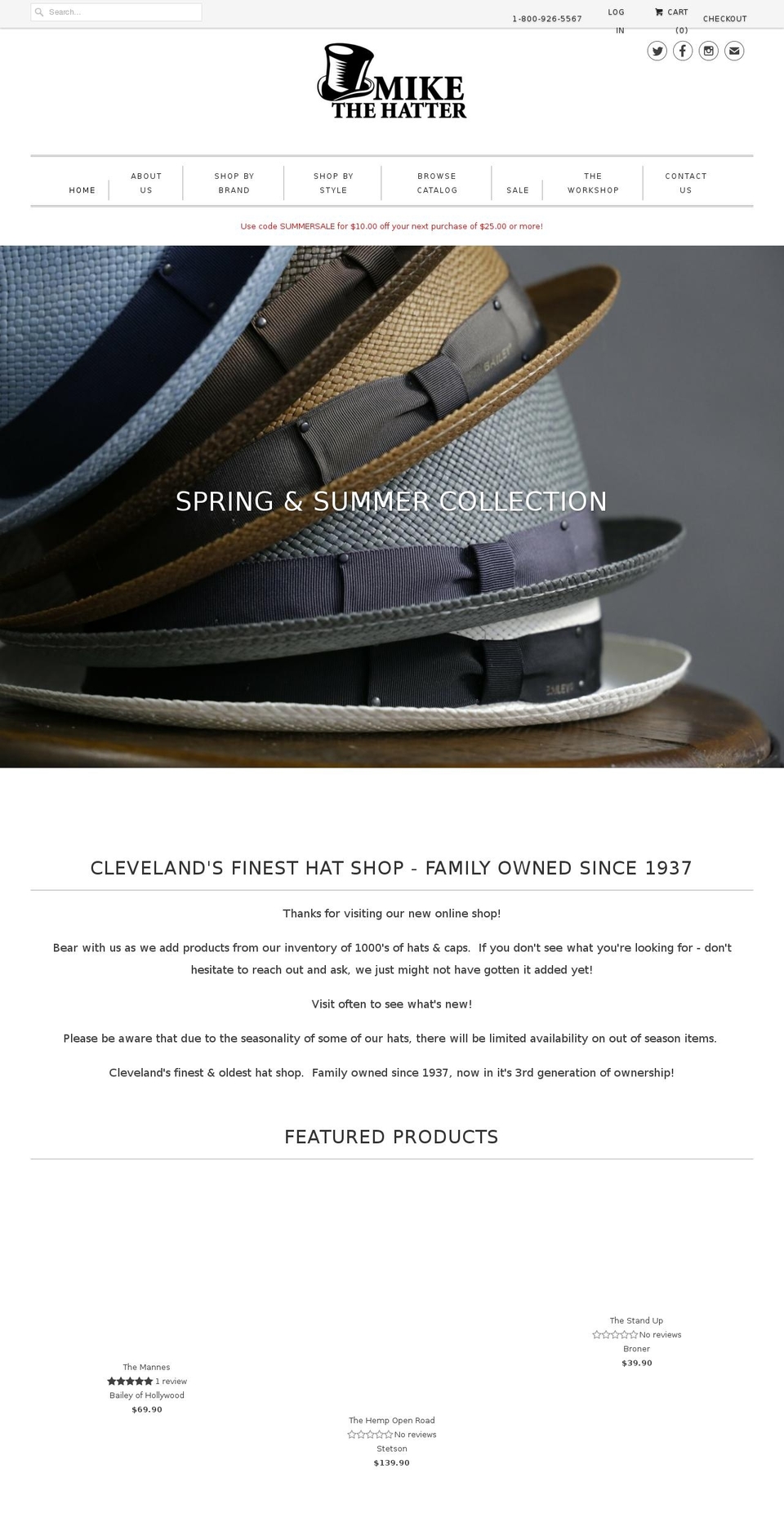 mikethehatter.com shopify website screenshot