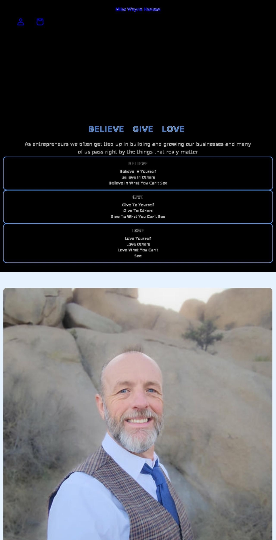 mikewaynehansen.com shopify website screenshot
