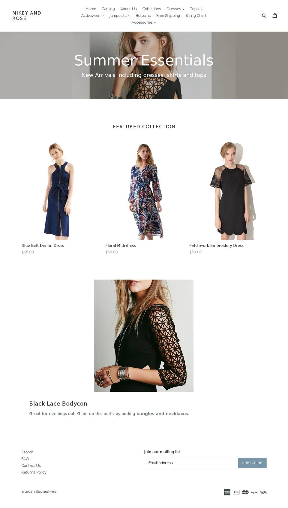 mikeyandrose.com — Shopify storefront screenshot