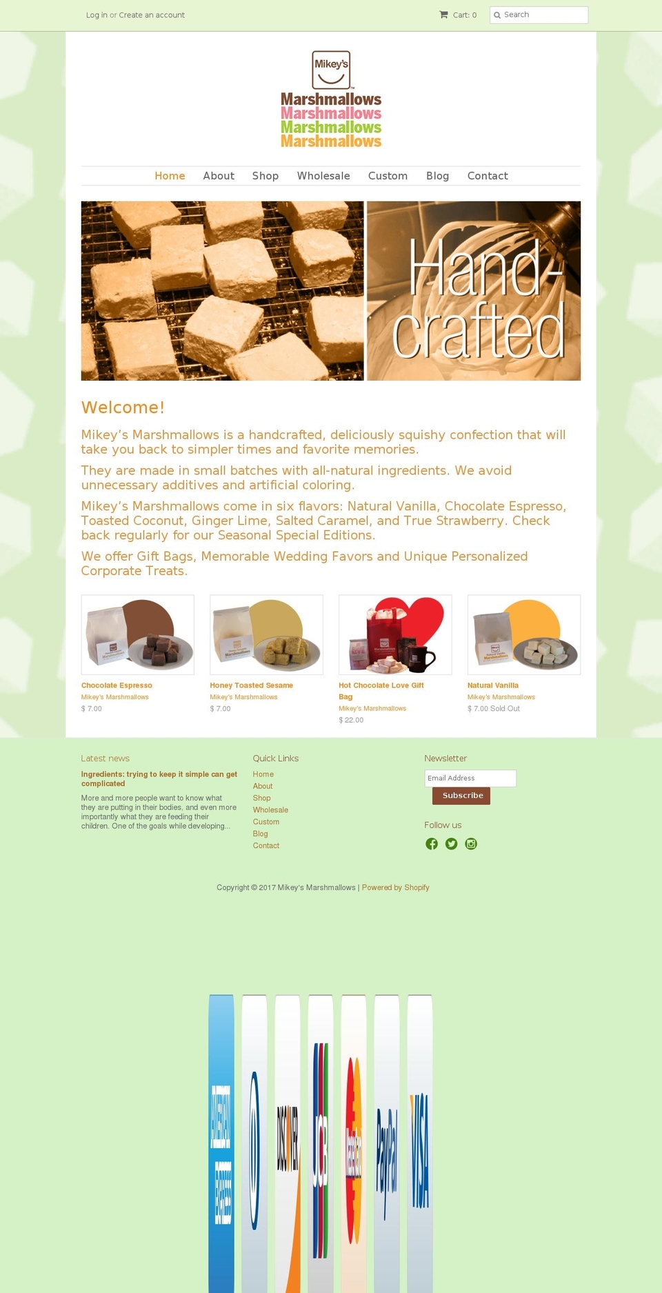 mikeysmarshmallows.com shopify website screenshot