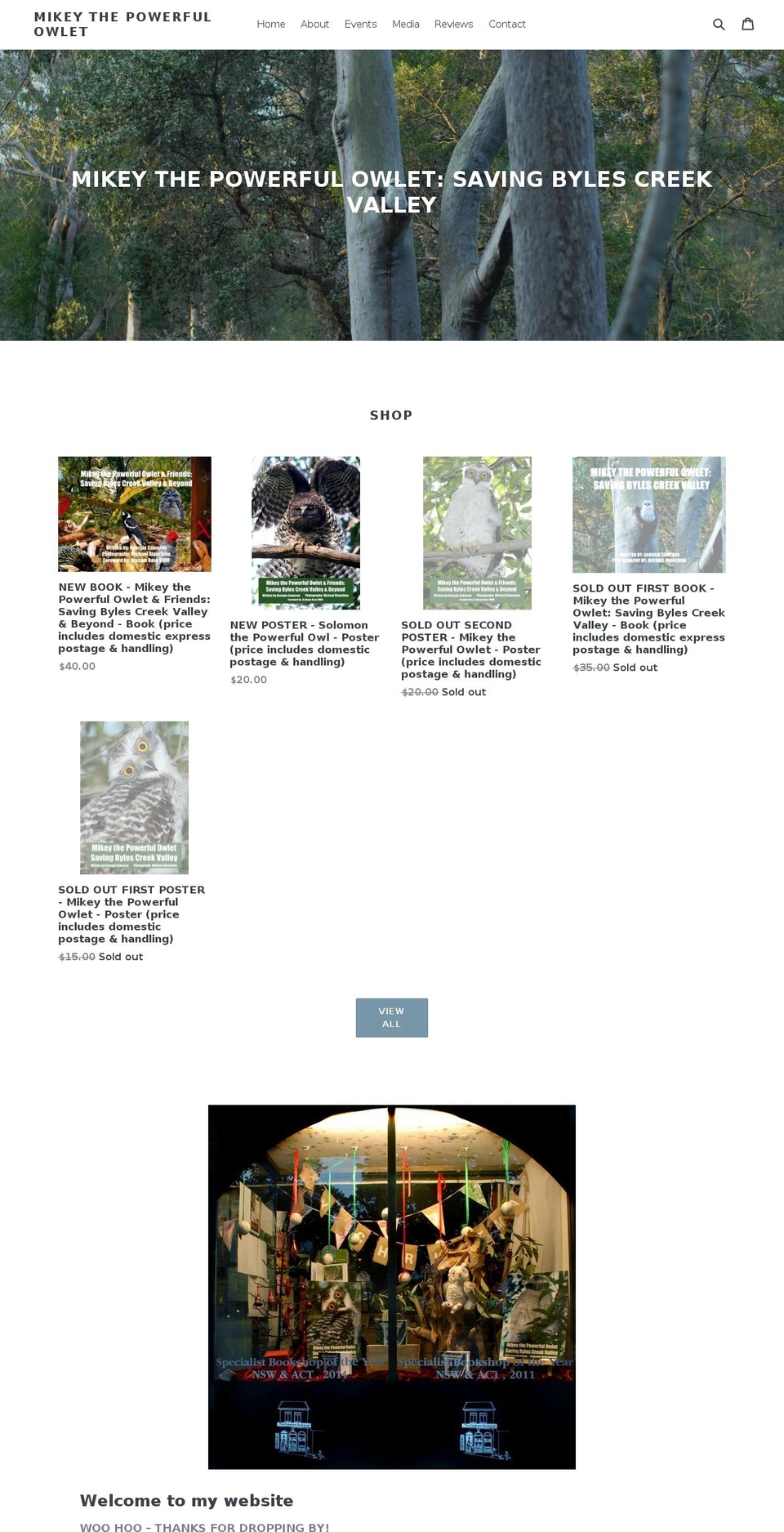 mikeythepowerfulowlet.com — Shopify storefront screenshot